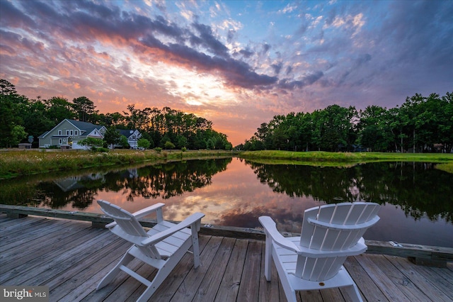 dock area featuring a water view