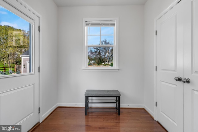 625 E G St, Purcellville, VA 20132 - doorway to outside with wood finished floors, a healthy amount of sunlight, and baseboards