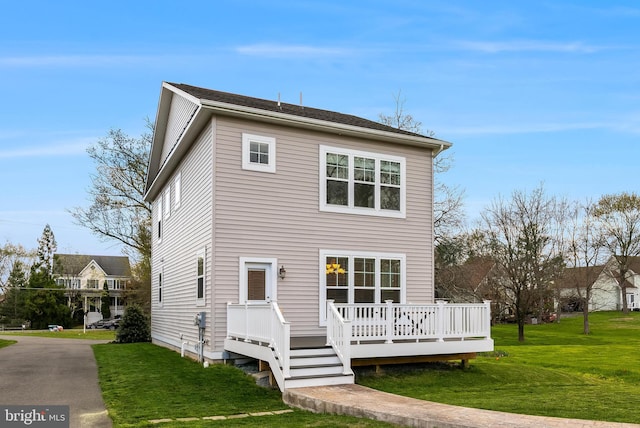 625 E G St, Purcellville, VA 20132 - rear view of house with a yard and a deck