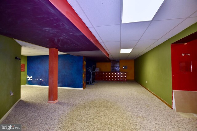 8 Aster Dr, Sicklerville, NJ 08081 - finished below grade area featuring baseboards, carpet flooring, and a drop ceiling