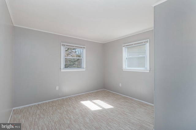 empty room featuring baseboards and ornamental molding