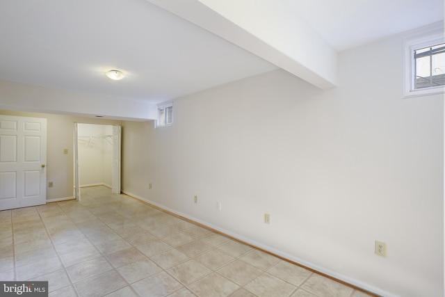 below grade area with baseboards