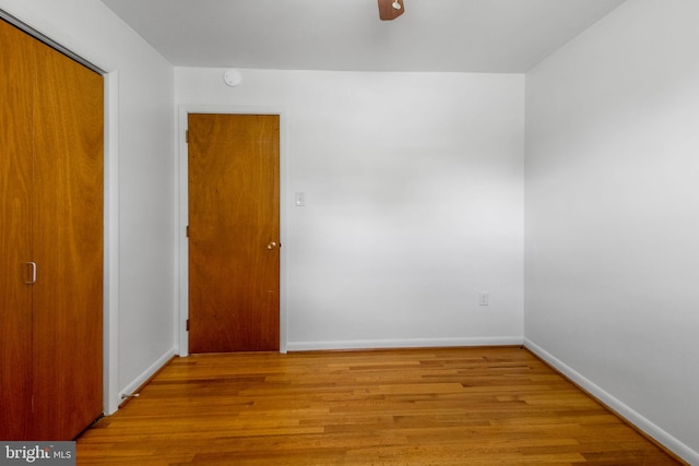 7906 Longmeadow Dr, Frederick, MD 21701 - empty room featuring light wood-style flooring, baseboards, and ceiling fan