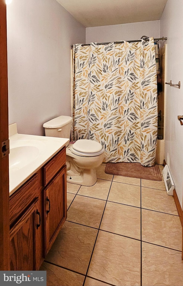 12 Deborah Dr, Millville, NJ 08332 - full bathroom with vanity, tile patterned flooring, toilet, and a shower with shower curtain