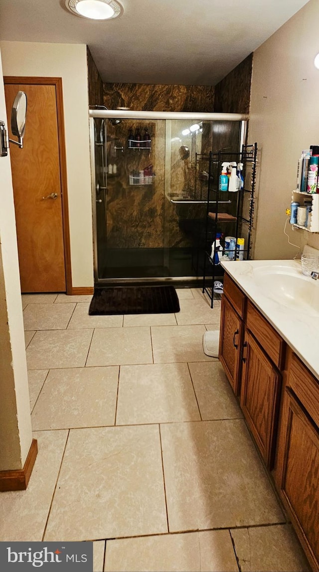 12 Deborah Dr, Millville, NJ 08332 - bathroom featuring vanity, a shower stall, and tile patterned floors