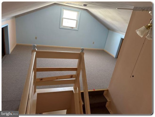28 Lincoln Pl, Whitehall, PA 18052 - additional living space with lofted ceiling, carpet flooring, and baseboards