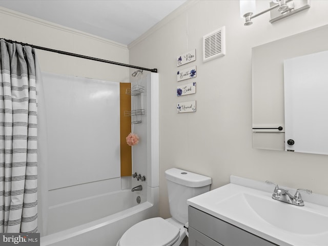 674 94th St Unit 154, Ocean City, MD 21842 - full bath featuring crown molding, vanity, shower / bath combination with curtain, toilet, and visible vents