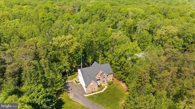 bird's eye view with a view of trees