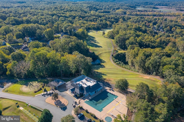 bird's eye view with a view of trees