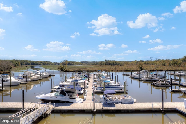 view of dock featuring a water view