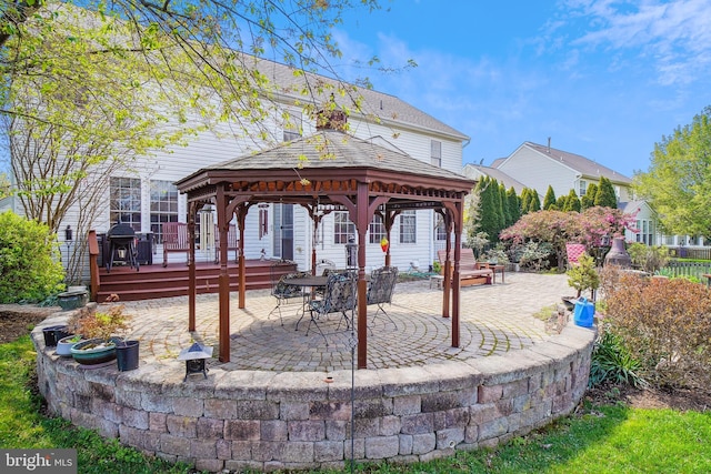 5900 Union Ridge Dr, Adamstown, MD 21710 - back of property with a gazebo, a patio area, and a deck