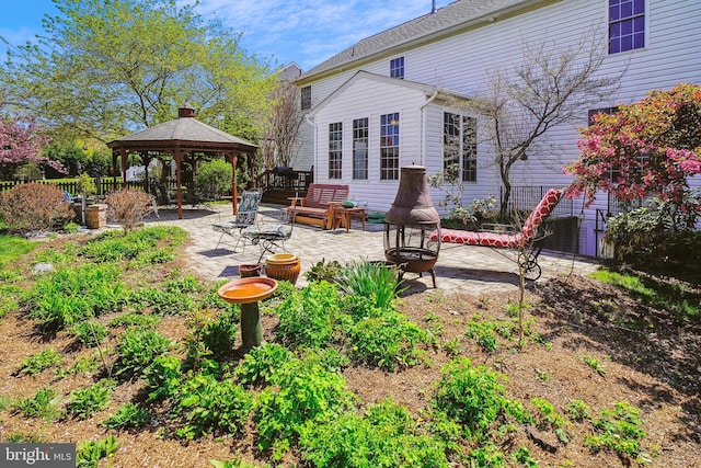 5900 Union Ridge Dr, Adamstown, MD 21710 - view of patio with an outdoor fire pit and a gazebo