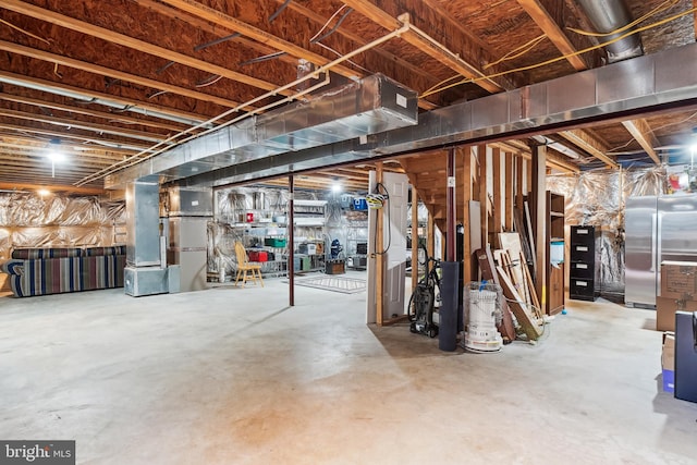5900 Union Ridge Dr, Adamstown, MD 21710 - unfinished basement featuring stainless steel fridge