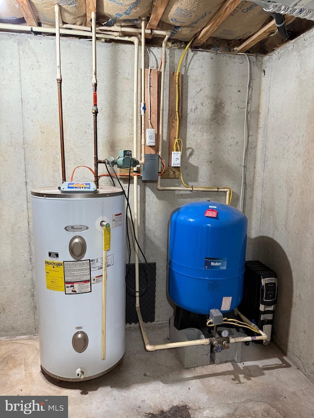 utility room with water heater