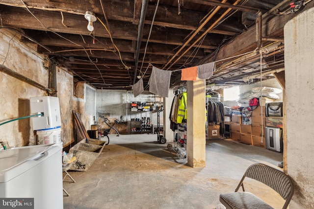 unfinished below grade area with water heater