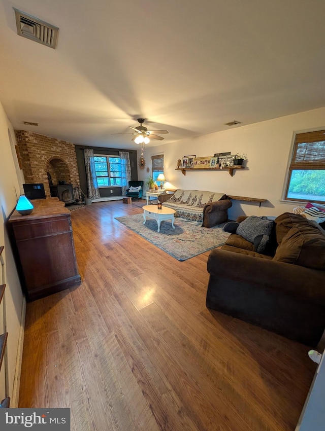 61 Perry Rd, Woodbine, NJ 08270 - living area with wood finished floors, visible vents, and ceiling fan