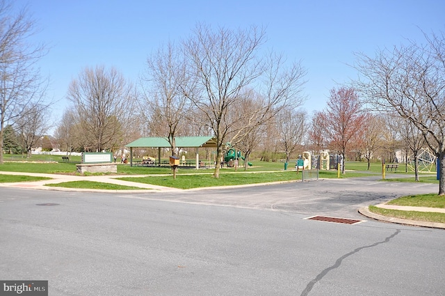 view of street featuring sidewalks and curbs