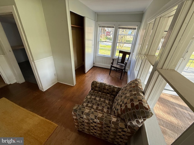 4747 Tyaskin Rd, Tyaskin, MD 21865 - sitting room featuring baseboards, dark wood-style floors, and ornamental molding