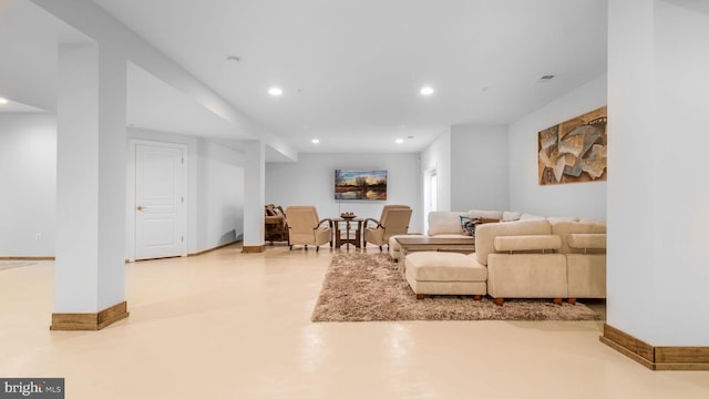 13002 Walkers Ln, Bowie, MD 20721 - living area featuring baseboards, recessed lighting, and concrete floors