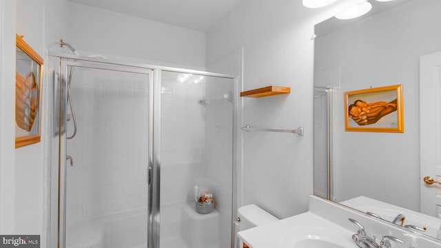 13002 Walkers Ln, Bowie, MD 20721 - bathroom with vanity, a shower stall, and toilet
