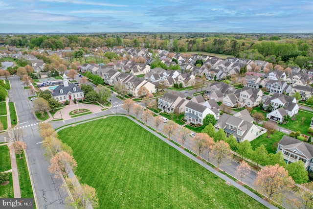 drone / aerial view with a residential view