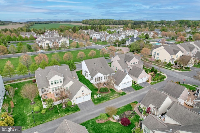 birds eye view of property with a residential view