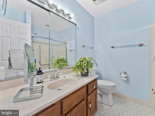 2 Windmill Ct, Columbus, NJ 08022 - full bathroom featuring vanity, visible vents, toilet, tile patterned floors, and a shower with shower door