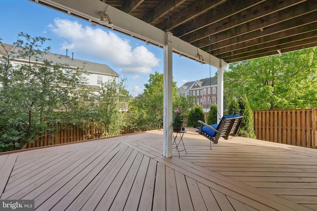 deck featuring fence