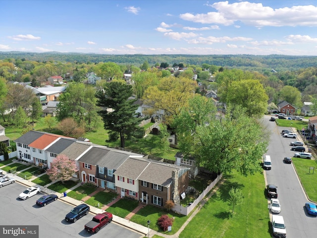 aerial view featuring a residential view