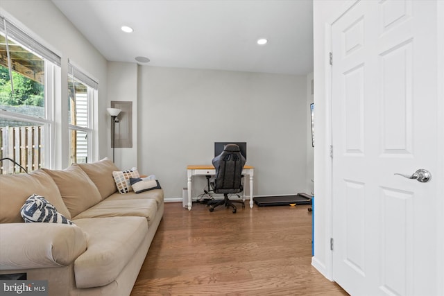 19961 Major Sq, Ashburn, VA 20147 - home office featuring light wood-type flooring, recessed lighting, and baseboards
