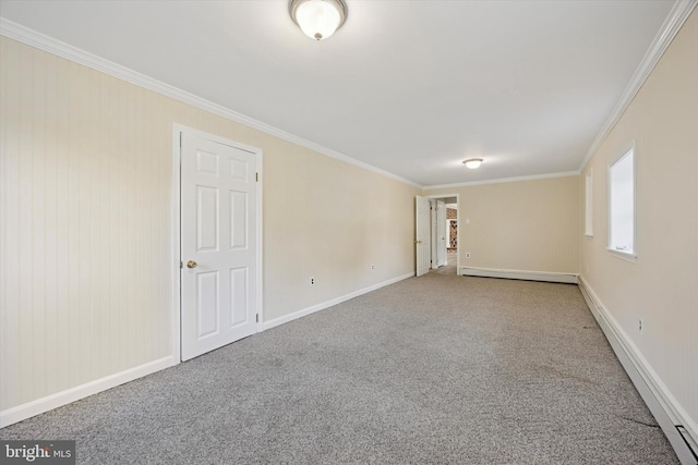 5 Morgan Rd, Aston, PA 19014 - empty room featuring ornamental molding, a baseboard heating unit, and carpet flooring