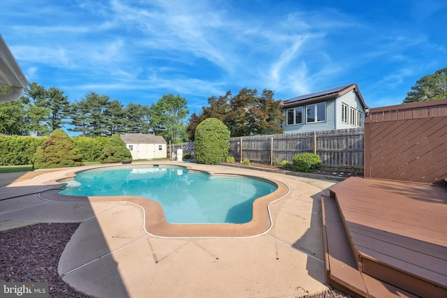 5 Morgan Rd, Aston, PA 19014 - view of swimming pool featuring a storage unit, a patio area, and a fenced backyard