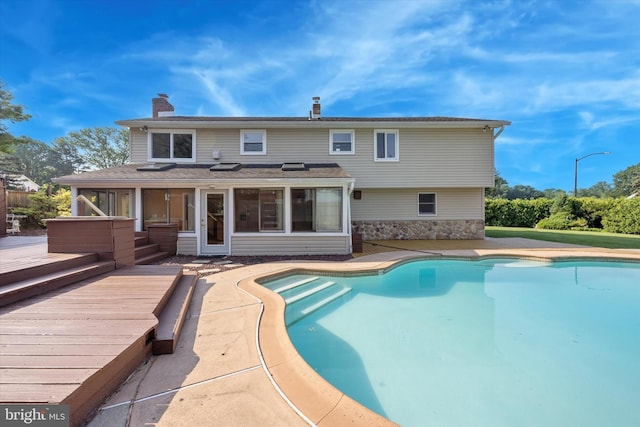 5 Morgan Rd, Aston, PA 19014 - outdoor pool with a sunroom and a deck