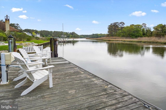view of dock featuring a water view