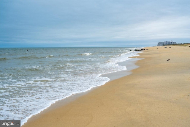 property view of water featuring a beach view