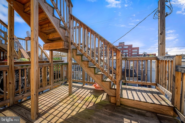 wooden terrace with stairs