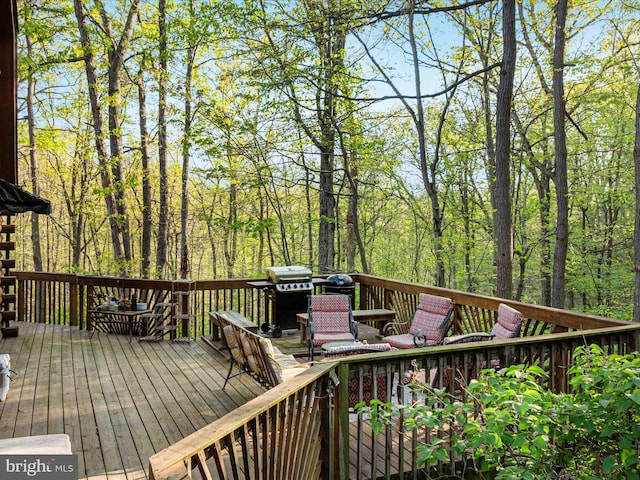 deck with a grill