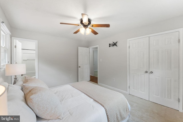 2116 Bell Tree Ln, Waldorf, MD 20601 - bedroom with a closet, light colored carpet, and a ceiling fan