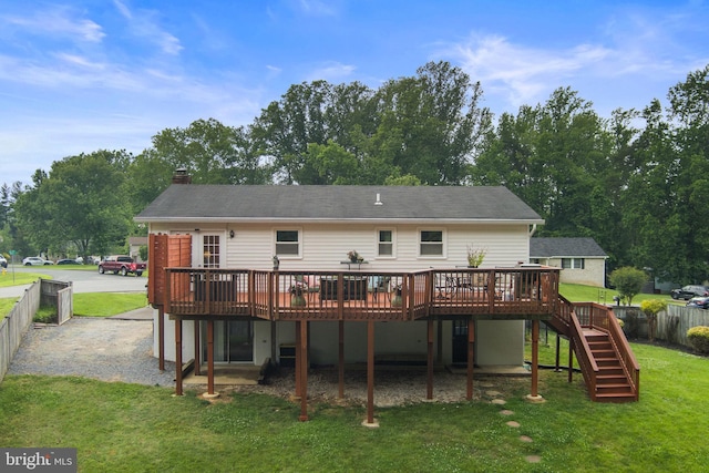 2116 Bell Tree Ln, Waldorf, MD 20601 - back of house with a deck, stairs, and a chimney
