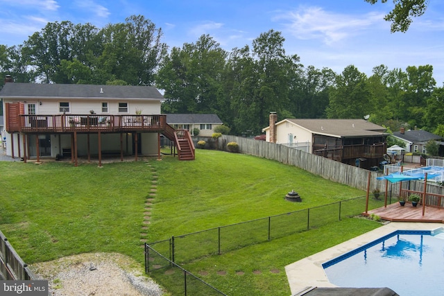 2116 Bell Tree Ln, Waldorf, MD 20601 - view of pool with a wooden deck and stairway