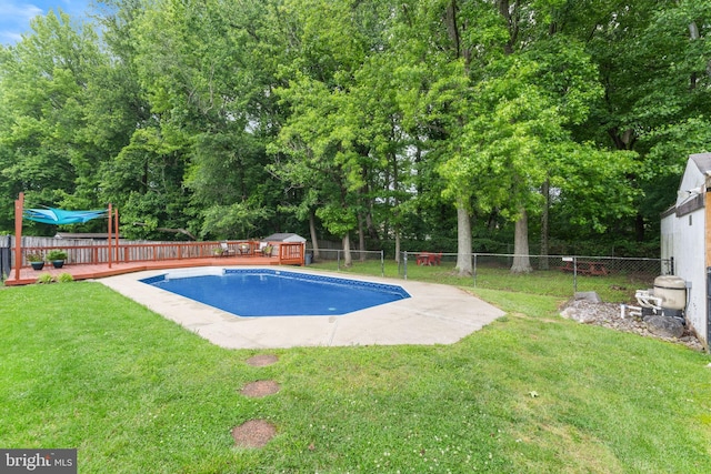 2116 Bell Tree Ln, Waldorf, MD 20601 - view of pool featuring a wooden deck and view of wooded area