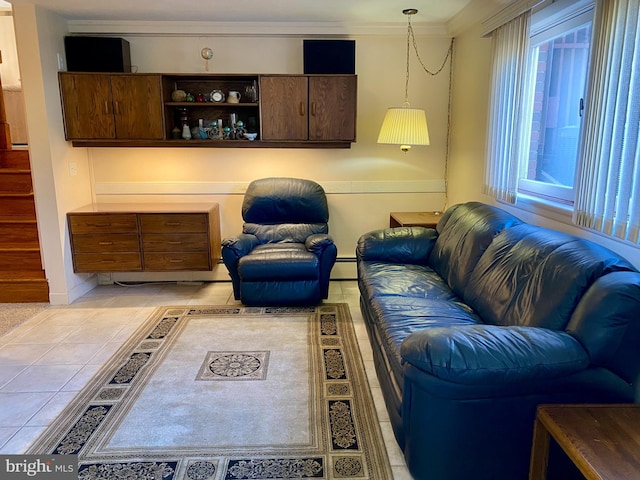 490 Orlando Ave, State College, PA 16803 - living area with light tile patterned floors and ornamental molding
