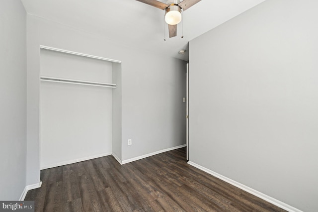 1943 Brookside Dr, Edgewood, MD 21040 - unfurnished bedroom with wood finished floors, a closet, baseboards, and ceiling fan