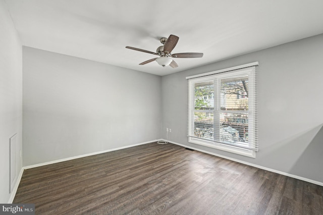 1943 Brookside Dr, Edgewood, MD 21040 - unfurnished room with ceiling fan, baseboards, visible vents, and dark wood-style floors