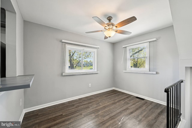 1943 Brookside Dr, Edgewood, MD 21040 - interior space with dark wood finished floors, a ceiling fan, visible vents, and plenty of natural light