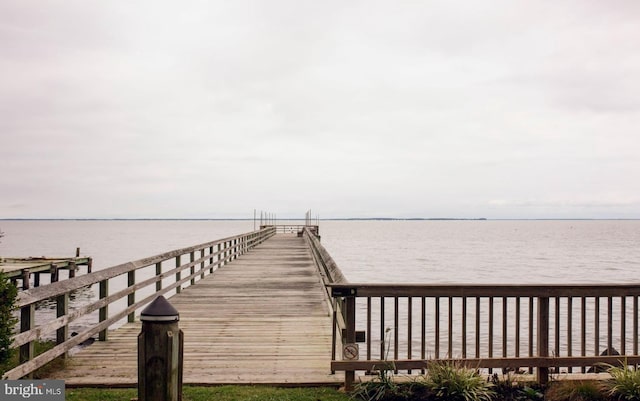 view of dock featuring a water view