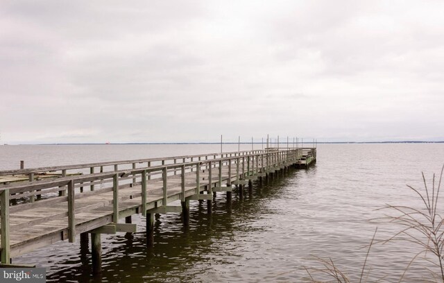 dock area featuring a water view