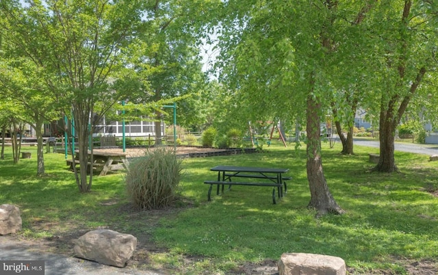 view of community featuring a yard