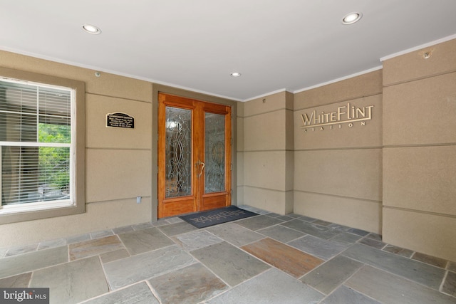 doorway to property with french doors