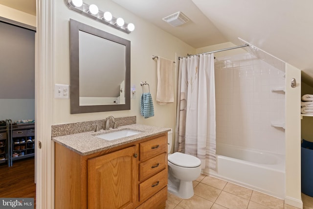 1217 Stafford Ave, Fredericksburg, VA 22401 - full bathroom with vanity, toilet, tile patterned floors, shower / bath combo with shower curtain, and visible vents